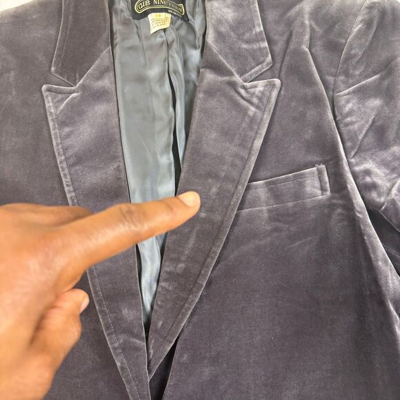 1970s grey velvet blazer by Club Nineteen, size 14 vintage womens suit jacket - Picture 4 of 8